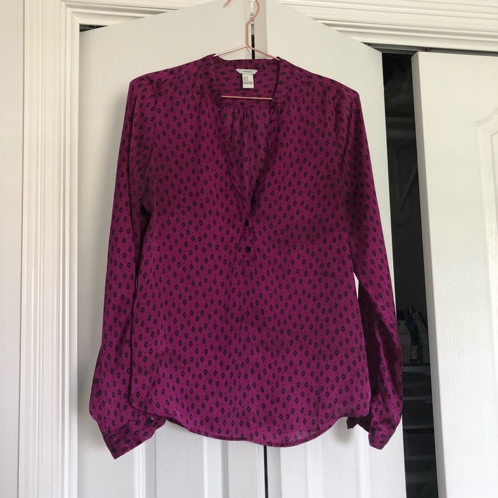 Purple geo print dress silk shirt